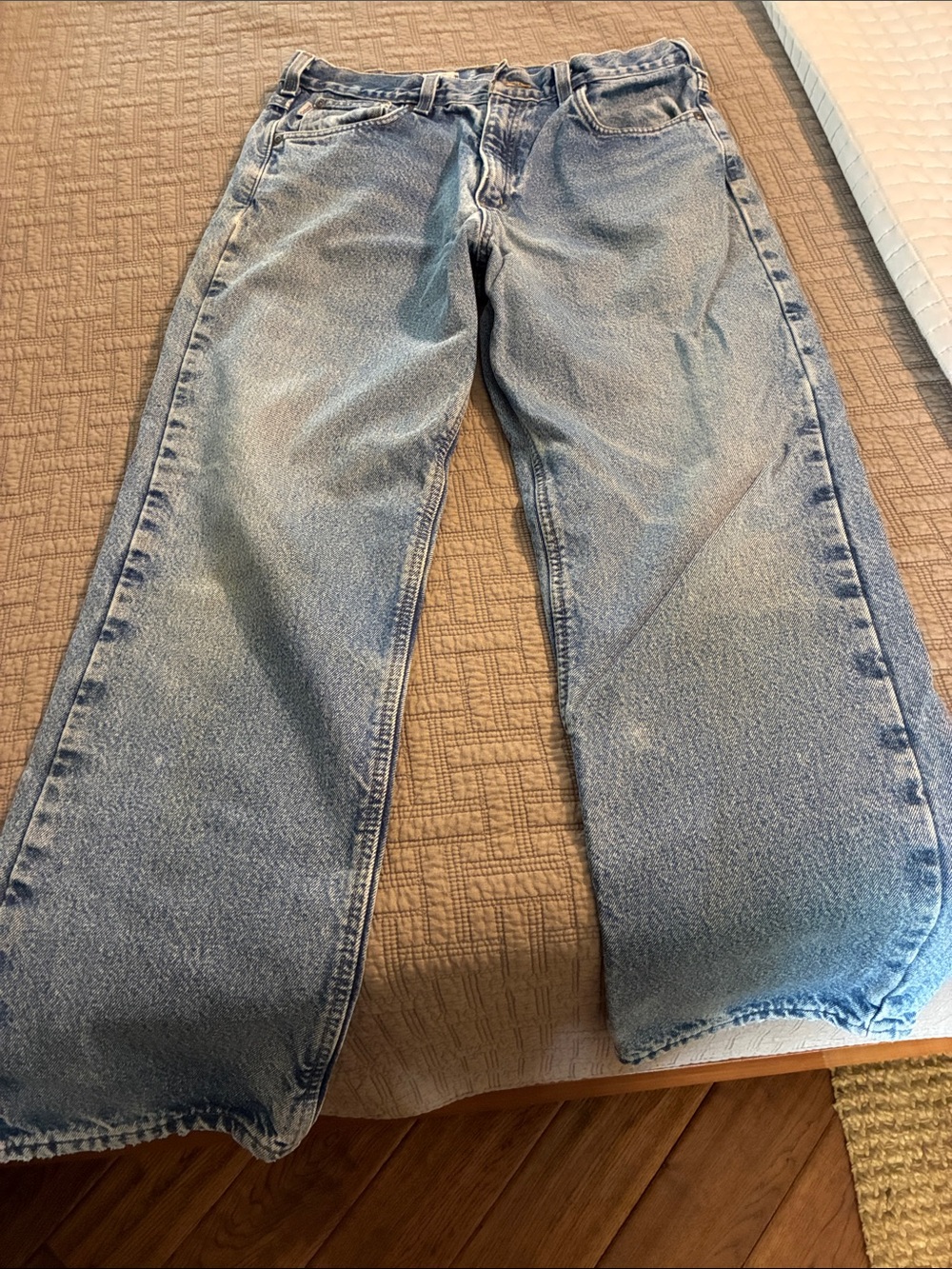Men's Carhartt Light Blue flannel- lined Denim Jeans - 34 x 32 Relaxed Fit